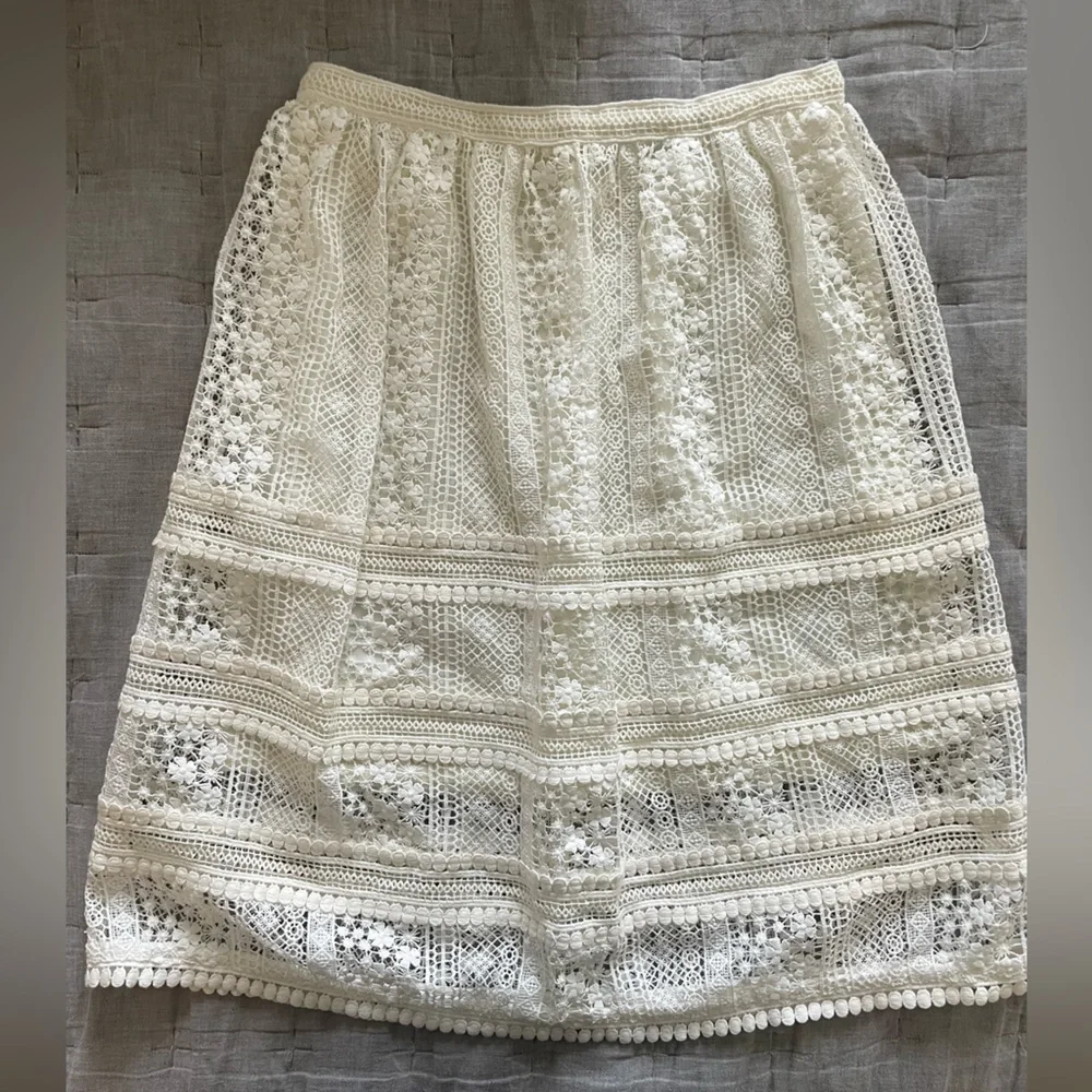 All Saints White Lace A-Line Midi Skirt - Picture 3 of 9